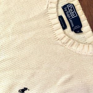 Men’s crewneck polo sweater by Ralph Lauren.